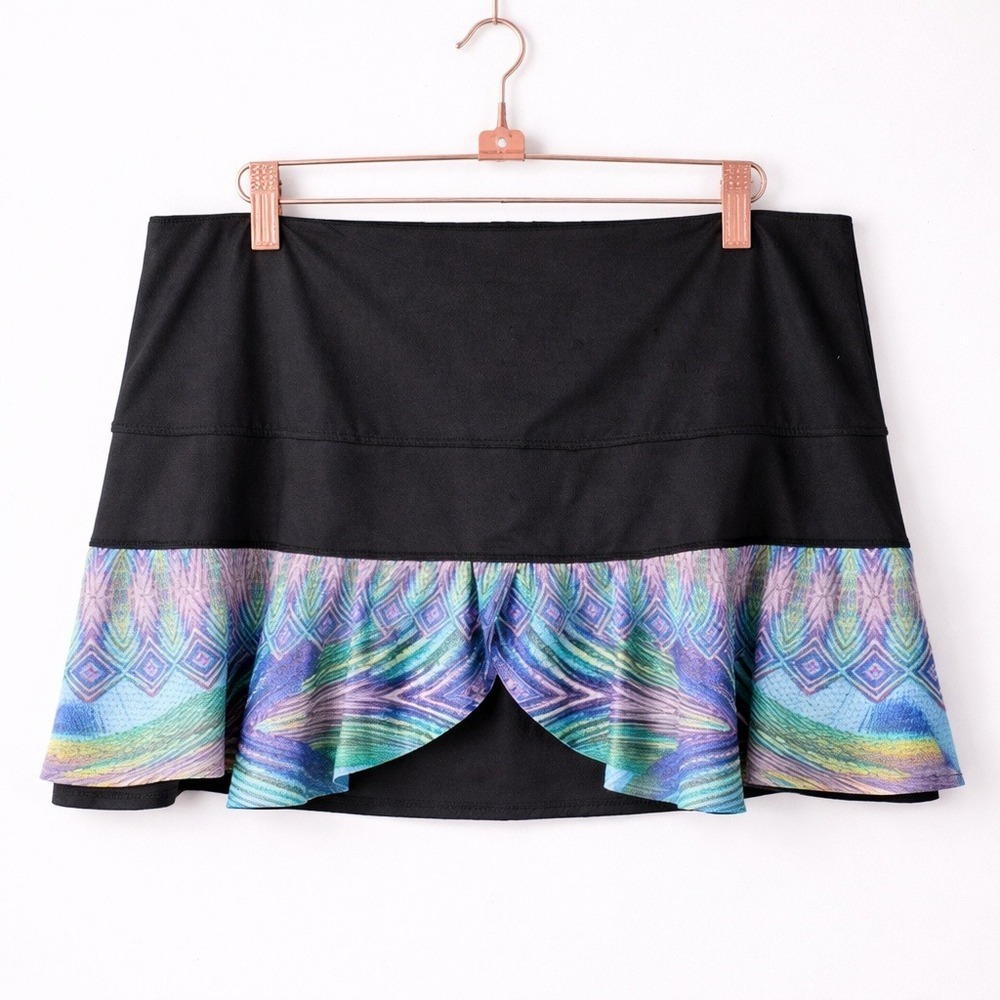 Lucky in Love Peacock Flounce Pickleball Tennis Prep Skort Skirt Shorts SZ XL